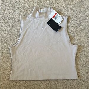 Nike Women's Cream Sleeveless Mock-neck Top